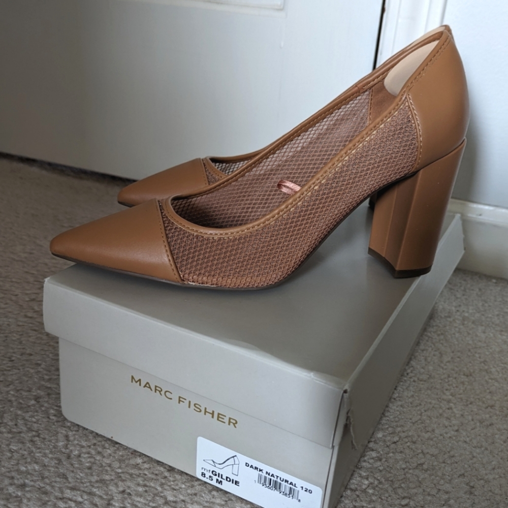 Marc Fisher Gildie Tan Block Heels